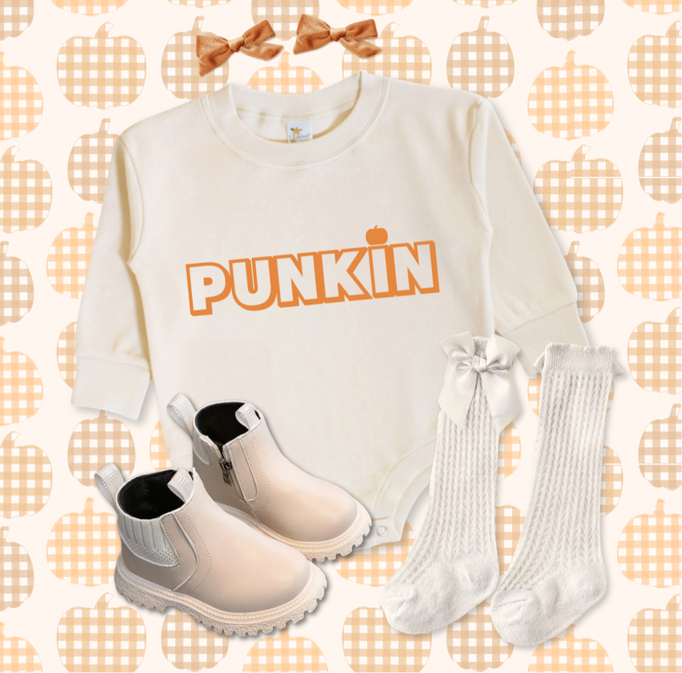 Baby & Toddler Romper | Girls & Boys | Unisex Fit | Long Sleeves | 100% Cotton | Sizes 0-3m up to 12-18m | Punkin | FINAL SALE