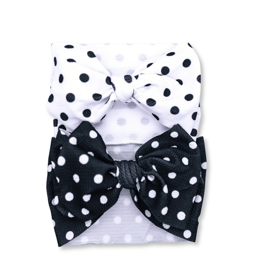 Baby Head Wrap | Oversized Polka Dot Bow Black & White | FINAL SALE | hsb