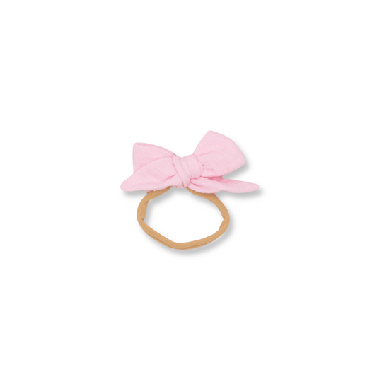 Fable Bow Headband | Nylon | Small Bow | Fits 0-24m | Ballerina Pink | sbb