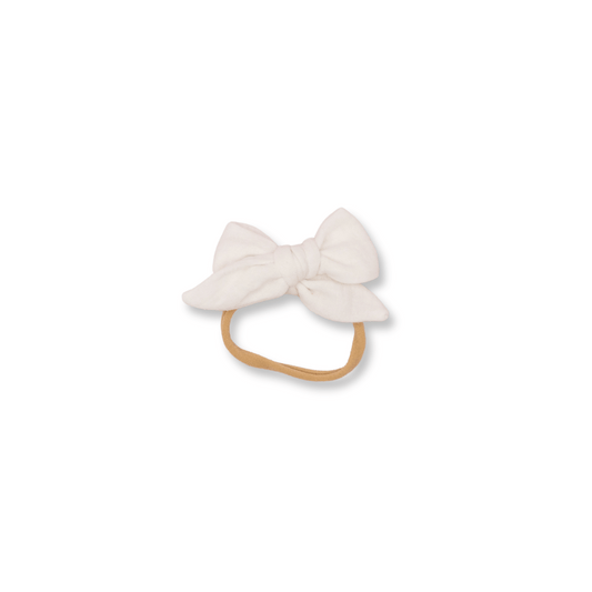 Fable Bow Headband | Nylon | Small Bow | Fits 0-24m | White | sbb