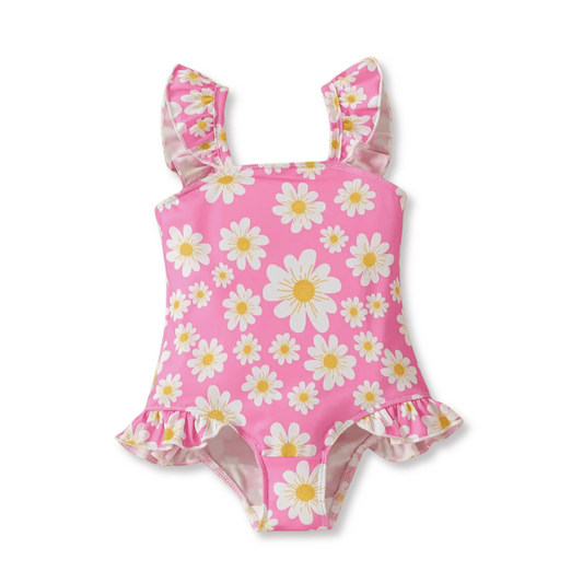 Baby & Toddler Swimsuit | Sizes 12m up to 3T | Hot Pink Flowers