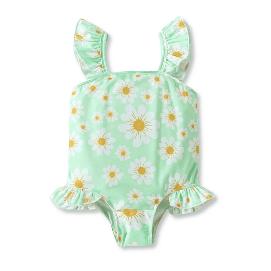 Baby & Toddler Swimsuit | Sizes 12m up to 3T | Mint Green Flowers