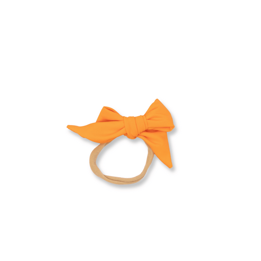 Fable Bow Headband | Nylon | Small Bow | Fits 0-24m | Orange | sbb