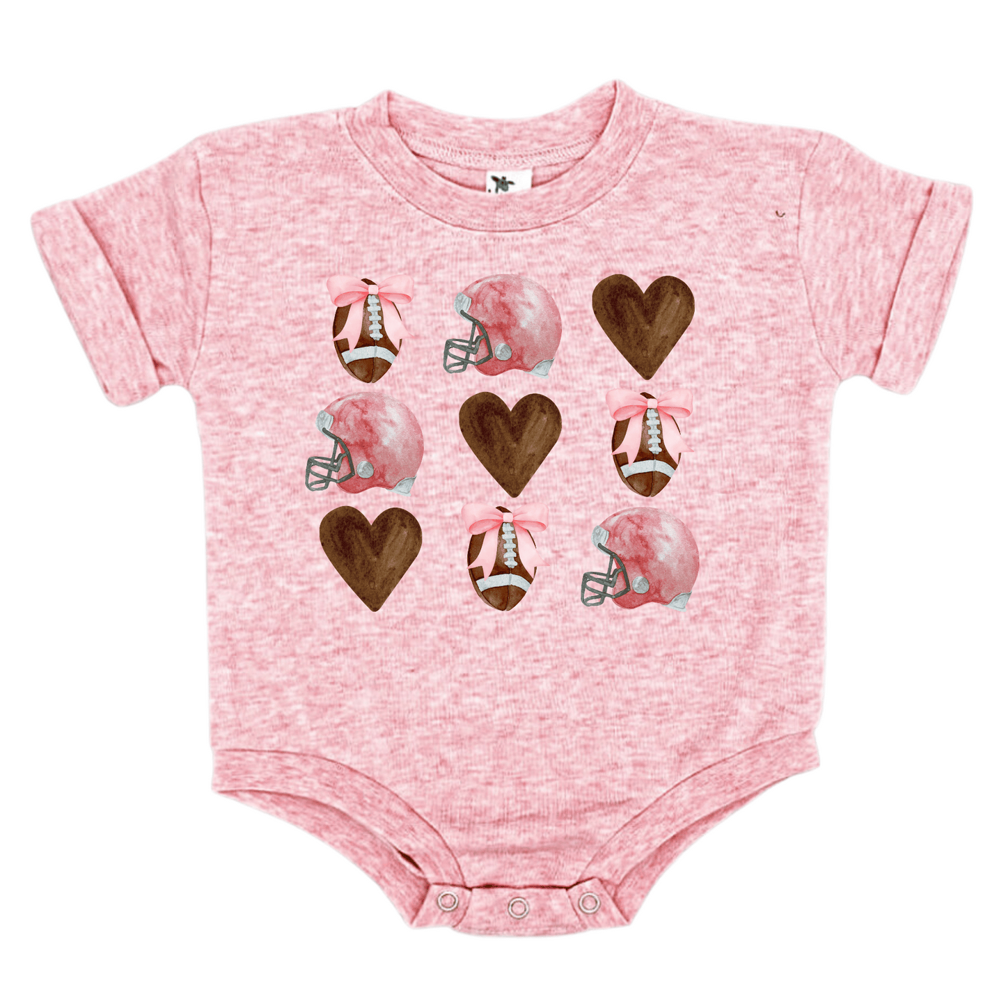 Baby & Toddler Romper | Game Day | Short Sleeves | Sizes 3-6m up to 12-18m | Football Love