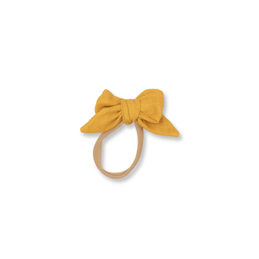 Fable Bow Headband | Nylon | Small Bow | Fits 0-24m | Mustard Yellow| sbb