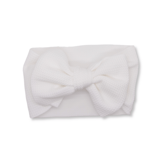 Baby Head Wrap | Headband White | Oversized Textured Bow White