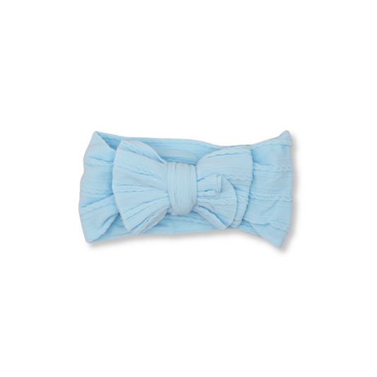 Baby Head Wrap | Medium Bow | Fits 0-12m+ | Baby Blue | hwb4