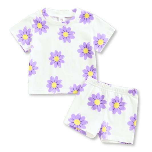 Toddler Outfit Set | Sizes 12-24m | Purple Flowers