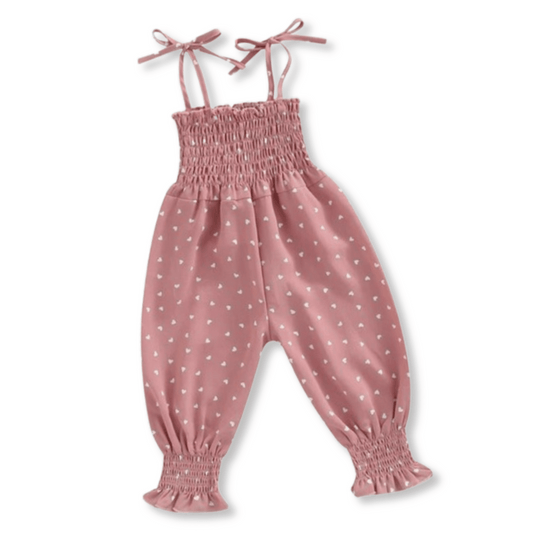 Toddler Jumpsuit | Sizes 12-24m | Pink Hearts | FINAL SALE