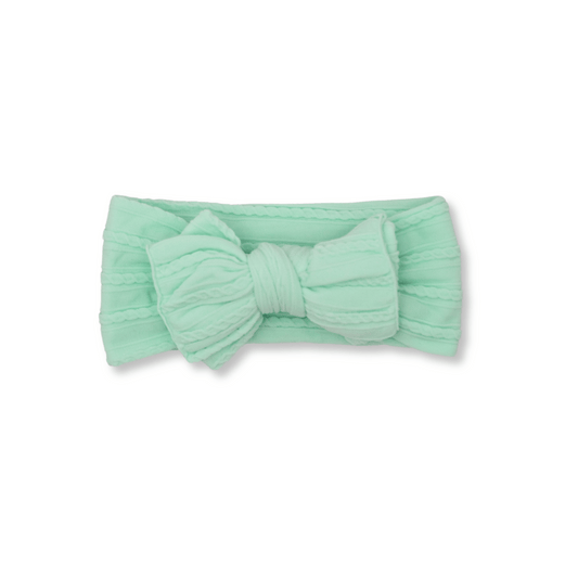 Baby Head Wrap | Medium Bow | Fits 0-12m+ | Mint Green | hwb4