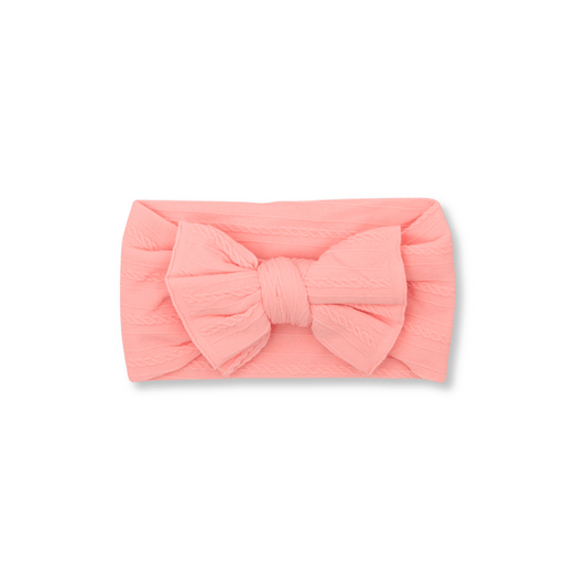 Baby Head Wrap | Medium Bow | Fits 0-12m+ | Rose Pink | hwb4