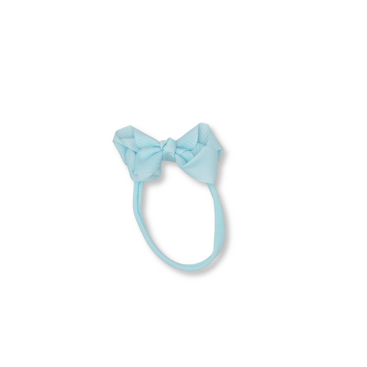 Baby & Toddler Headband | Nylon | Small Bow | Fits 0-24m | Baby Blue | sbb