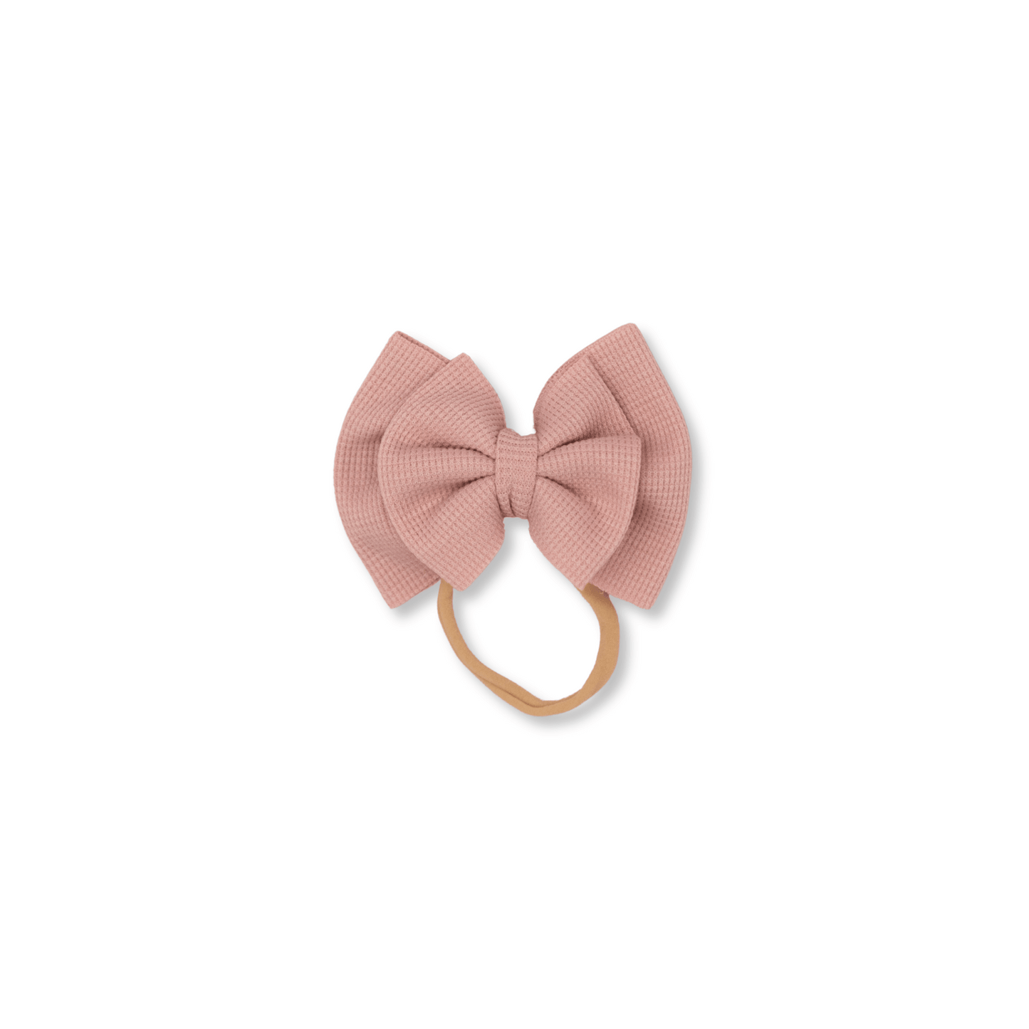 Baby Headband | Handmade | Large Double Bow | Waffle Knit | Rose Pink | FINAL SALE