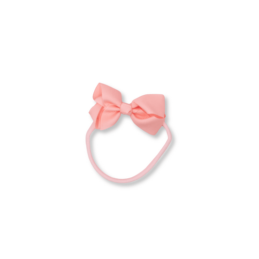 Baby & Toddler Headband | Nylon | Small Bow | Fits 0-24m | Peachy Pink | sbb