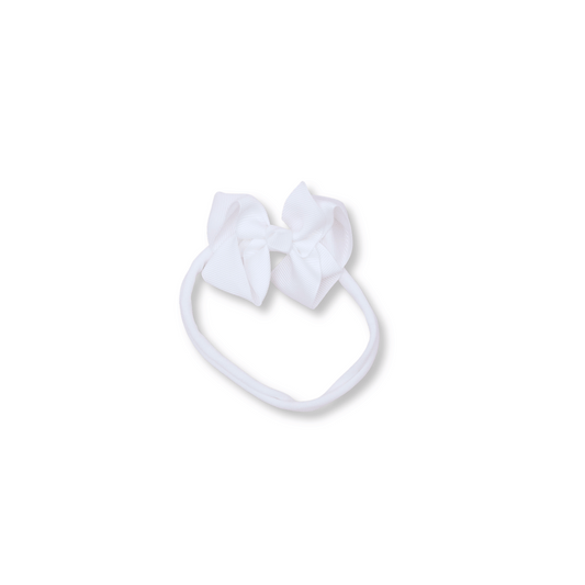 Baby & Toddler Headband | Nylon | Small Bow | Fits 0-24m | White