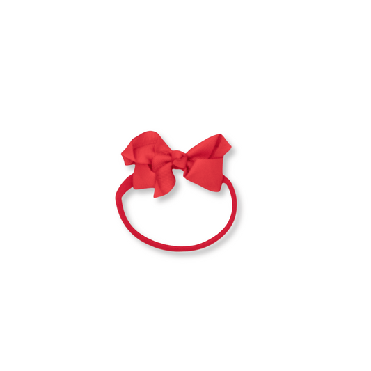 Baby & Toddler Headband | Nylon | Small Bow | Fits 0-24m | Red | sbb