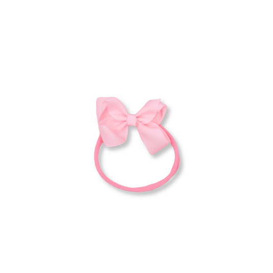 Baby & Toddler Headband | Nylon | Small Bow | Fits 0-24m | Pink | sbb