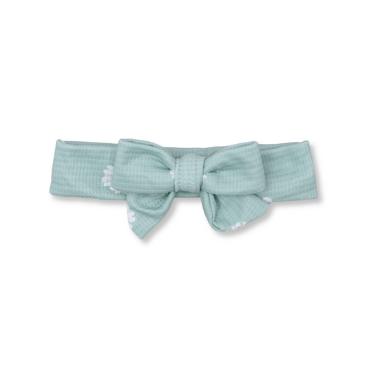 Baby Head Wrap | Handmade | Medium Bow | Fits 3-12m+ | Sage Flowers | hwb2