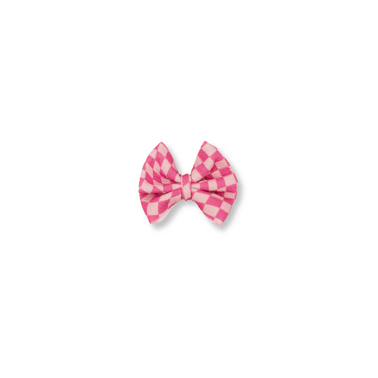 Baby & Toddler Bow | Clip in Hairbow | Handmade | Medium Bow | Wavy Check |  Pink | spsb