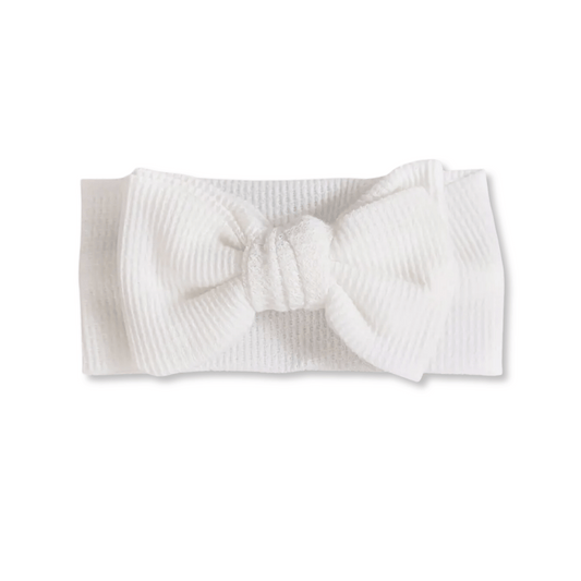Baby Head Wrap | Large Bow | Cotton Knit | 3-12m+ | White