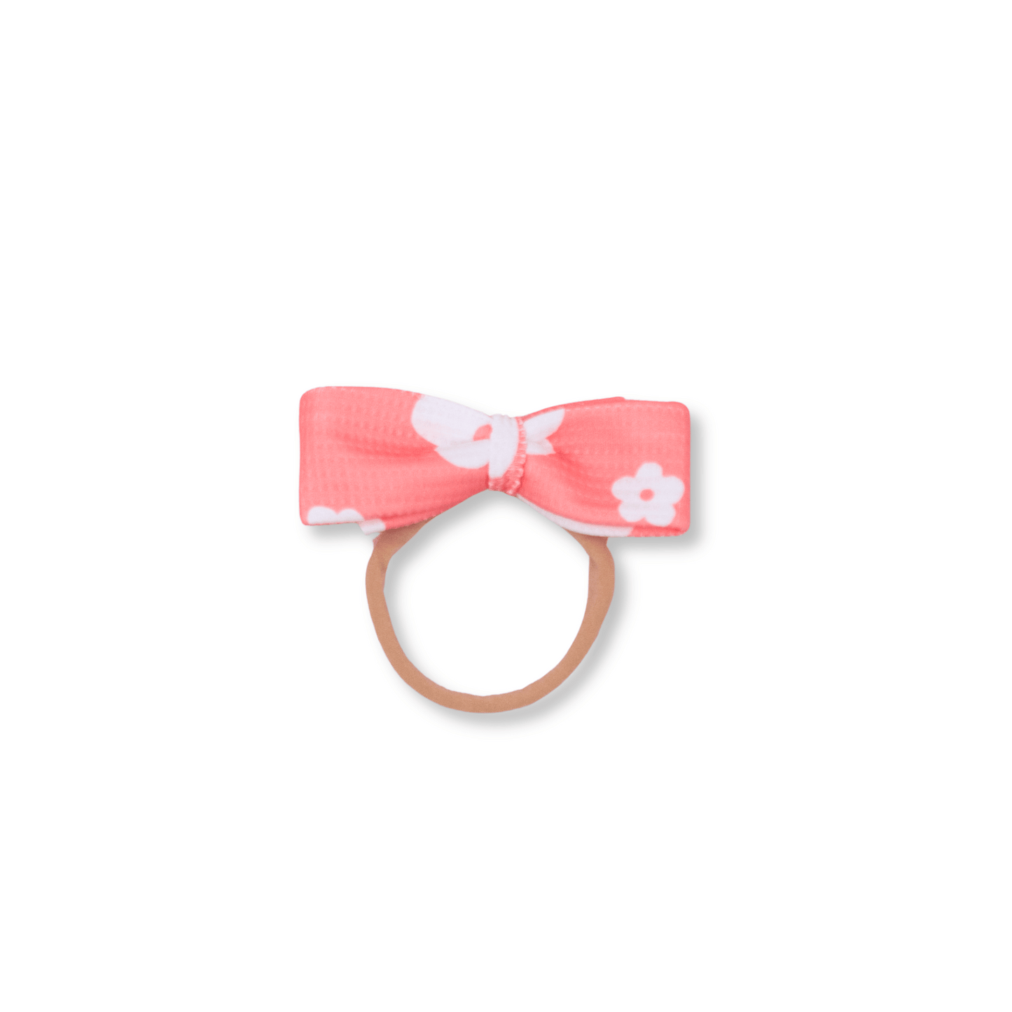 Baby & Toddler Headband | Nylon | Handmade | Small Bow | Fits 0-24m | Coral Flowers | FINAL SALE