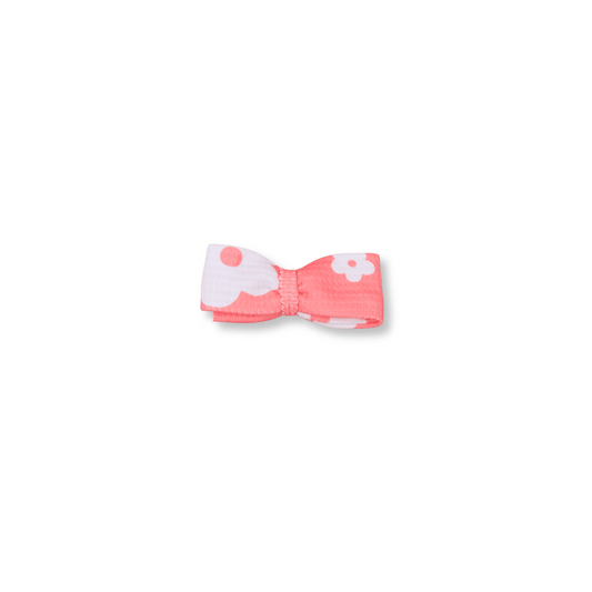 Clippy Bow | Clip in Hairbow | Handmade | Small Bow | Coral Flowers | spsb