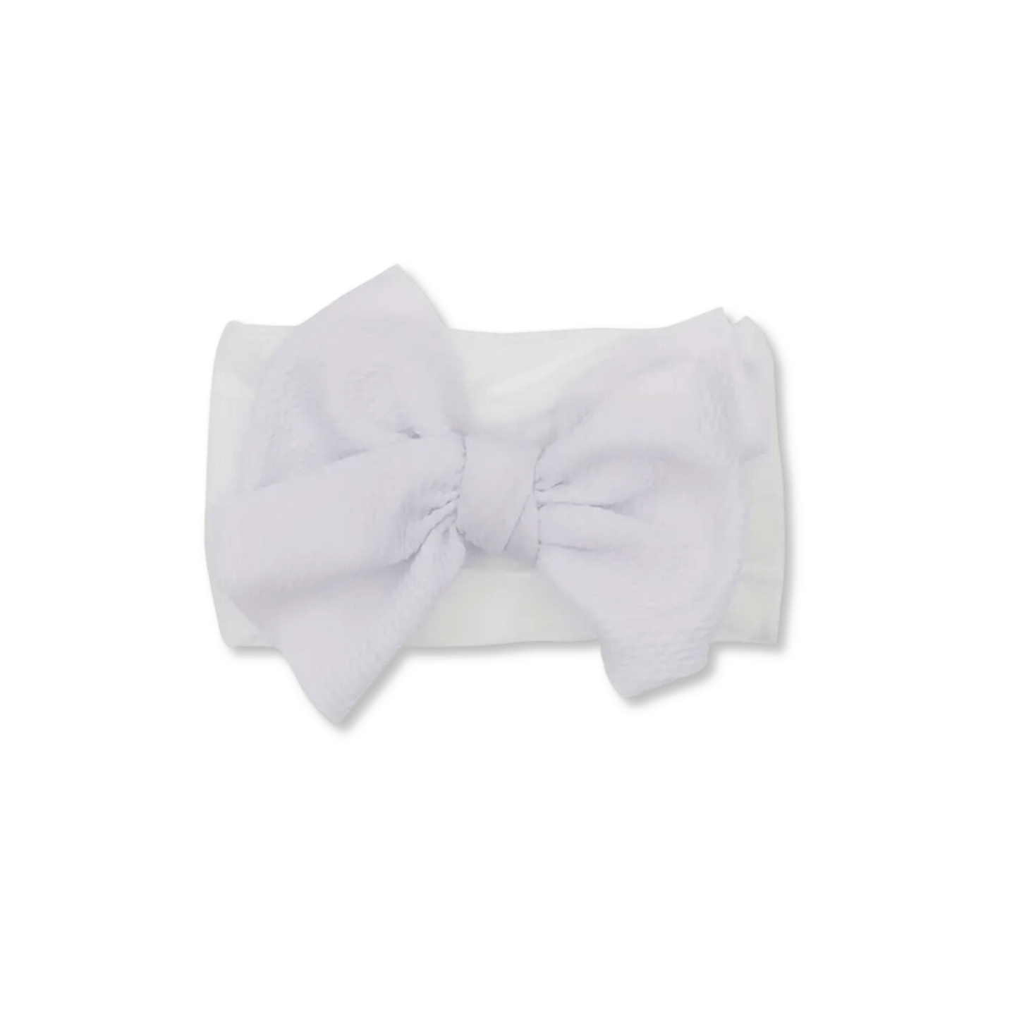 Baby Head Wrap | Large Bow | Bullet & Nylon Headband | White