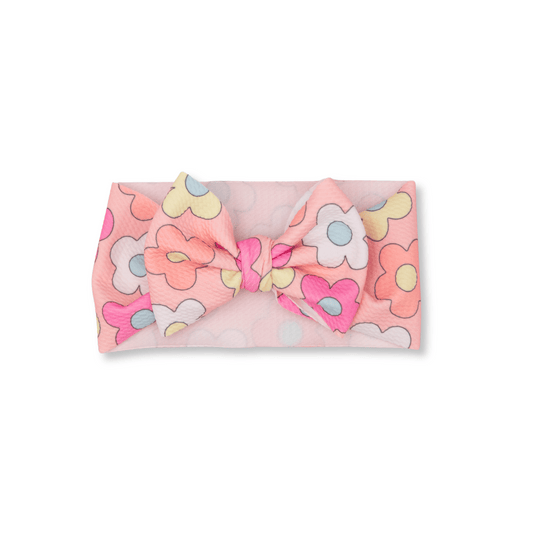 Baby Head Wrap | Handmade Bow | Large Bow | Sizes 0-12m+ | Colorful Daisies | FINAL SALE