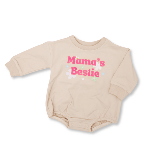 Baby & Toddler Romper | Organic Cotton | Sizes 3-24m | Mama's Bestie | Beige | FINAL SALE