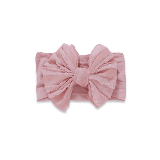 Baby Head Wrap | Large Bow | Ruffle | Rose Pink | FINAL SALE