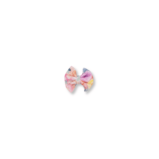Baby & Toddler Bow | Clip in Hairbow | Handmade | Small Bow | Watercolor Floral | Pink | ssclip