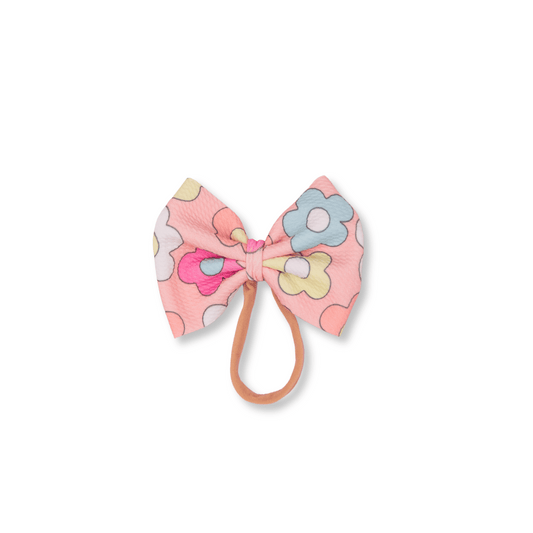 Baby Headband | Handmade | Large Bow | Size 0-24m | Colorful Daisies | FINAL SALE