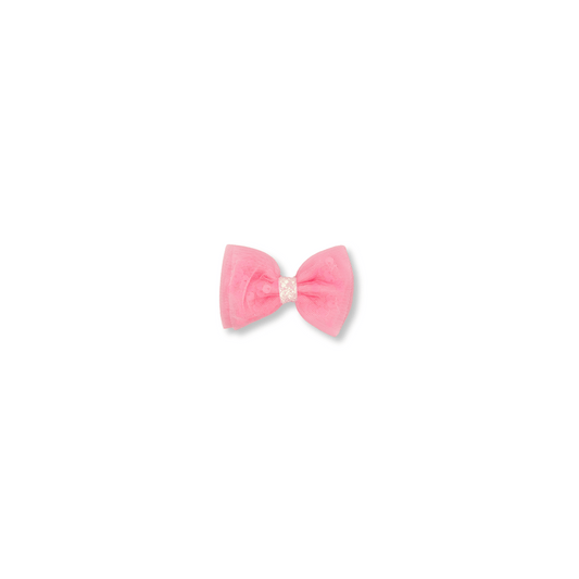 Baby & Toddler Bow | Clip in Hairbow | Tulle & Sequins | Small Bow | Hot Pink | FINAL SALE