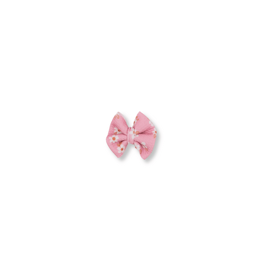 Baby & Toddler Bow | Clip in Hairbow | Handmade | Small Bow | Fuchsia Daisies | ssclip