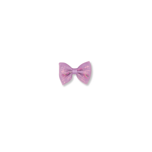 Baby & Toddler Bow | Clip in Hairbow | Tulle & Sequins | Small Bow | Purple | FINAL SALE