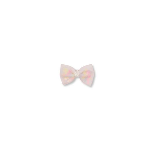 Baby & Toddler Bow | Clip in Hairbow | Tulle & Sequins | Small Bow | Ivory | FINAL SALE