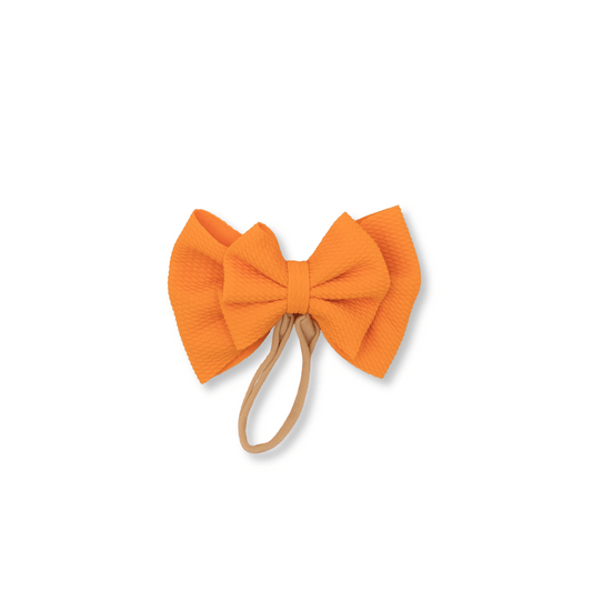 Baby Headband | Handmade | Large Double Bow | Size 0-24m | Bright Orange | dbb1