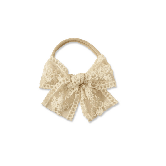 Baby Headband | Small Bow | Ivory Lace | FINAL SALE