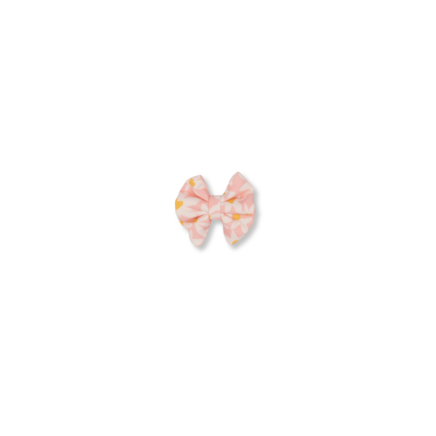 Baby & Toddler Bow | Clip in Hairbow | Handmade | Small Bow | Heart Daisies | Pink | ssclip