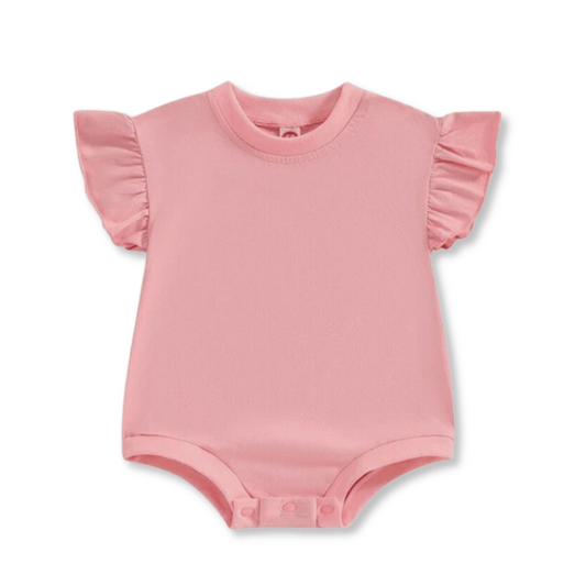 Baby Romper | Sizes 0-18m | Pink Ruffle