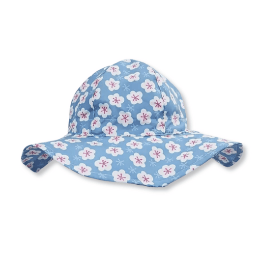 Baby & Toddler Hat | Size 0-18m | Adjustable | Blue Floral