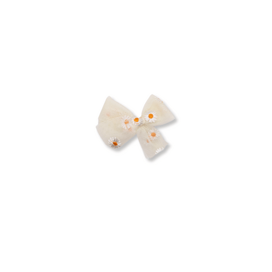 Baby Bow | Clip in Hairbow | Ivory Daisy Tulle | ssclip