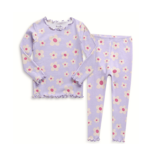 Baby & Toddler Pajamas | Long-sleeve  & Pants | Sizes 6m-2T | Ultra Soft | Purple Daisies