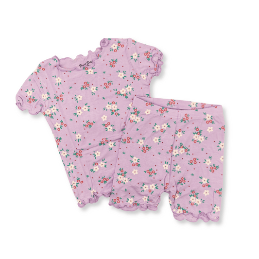 Baby & Toddler Pajamas | Short-sleeve & Shorts | Sizes 6m-2T | Ultra Soft | Purple Flowers