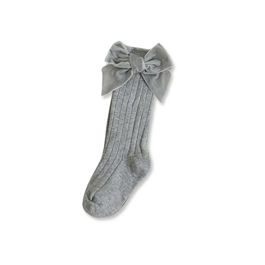 Baby Socks | Knee High | Velvet | Grey | FINAL SALE | clsb