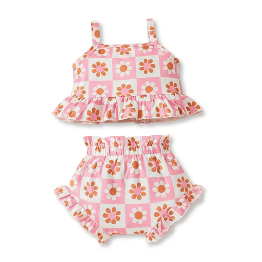 Baby & Toddler Set | Sizes 3-6m up to 3T | Pink & Orange Daisies