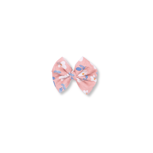 Baby & Toddler Bow | Clip in Hairbow | Handmade | Medium Bow | Pink Daisies | FINAL SALE