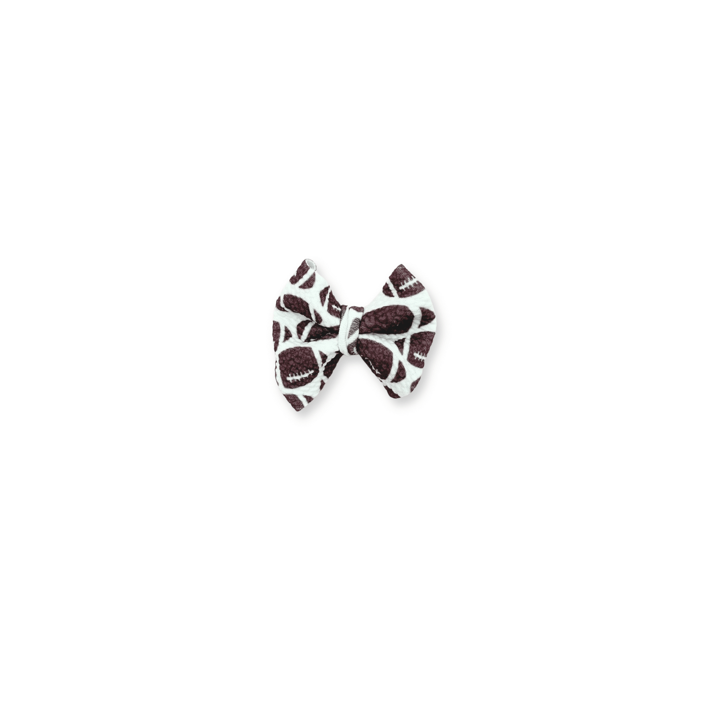 Football Bow | Clip in Hairbow | Handmade | Small Bow | Brown Footballs