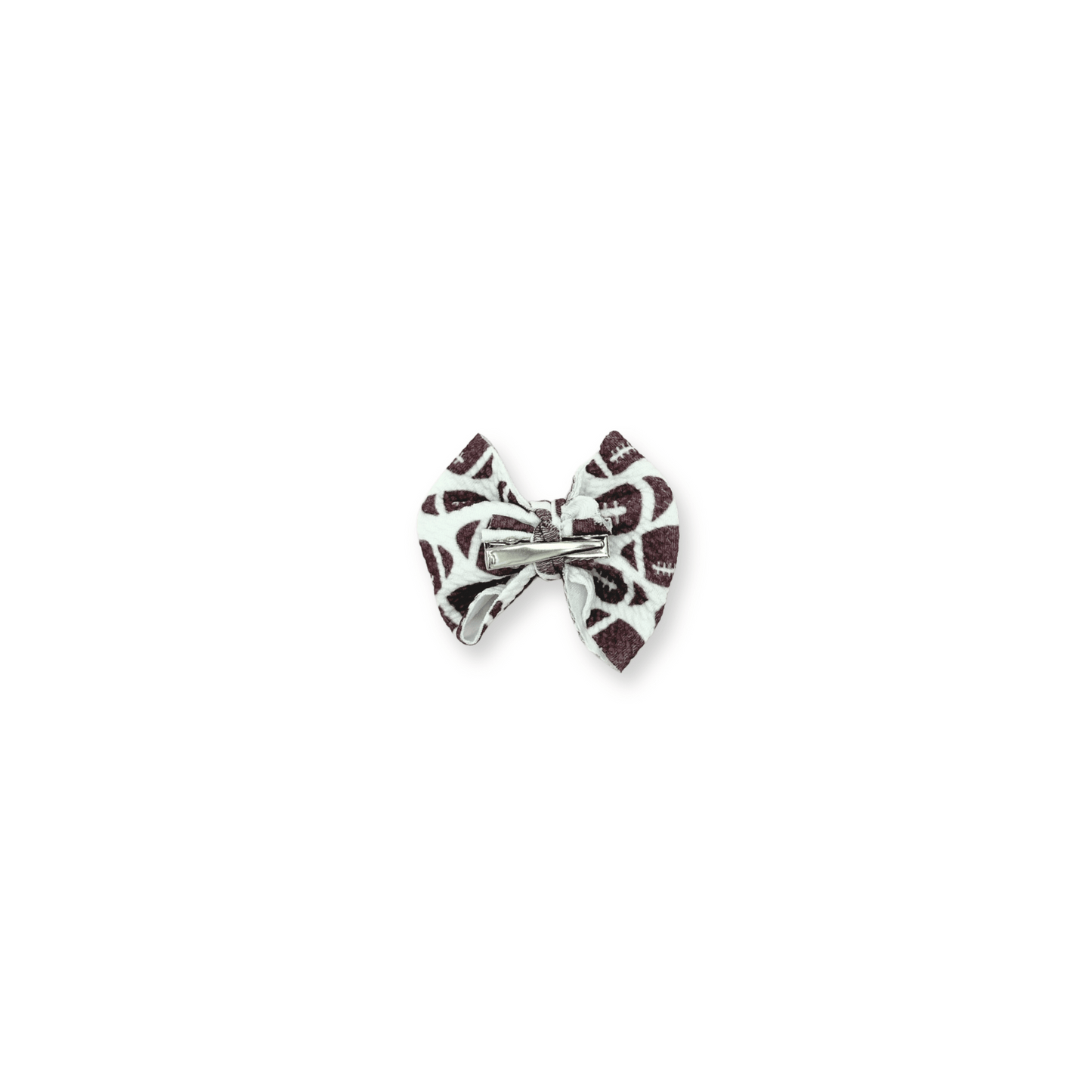 Football Bow | Clip in Hairbow | Handmade | Small Bow | Brown Footballs