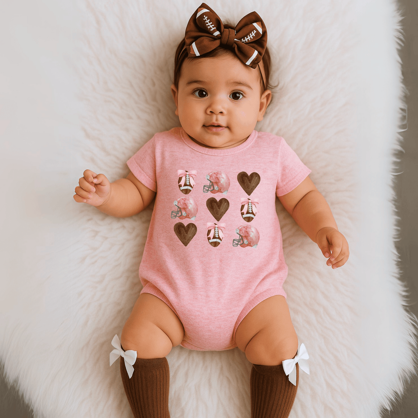 Baby & Toddler Romper | Game Day | Short Sleeves | Sizes 3-6m up to 12-18m | Football Love